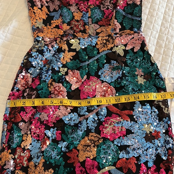 Dress The Population Sequin Mini Dress Floral Short Sleeve Small S New NWT V - Picture 9 of 15